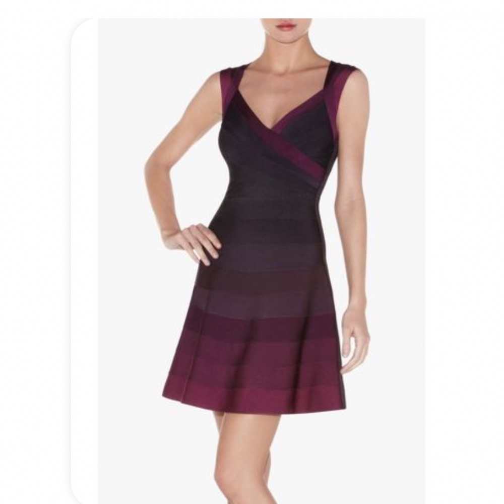 Herve Leger Purple Bandage Dress